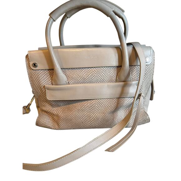 Louise et Cie Neutral Snake Embossed Leather Convertible Satchel Nude - Picture 1 of 9